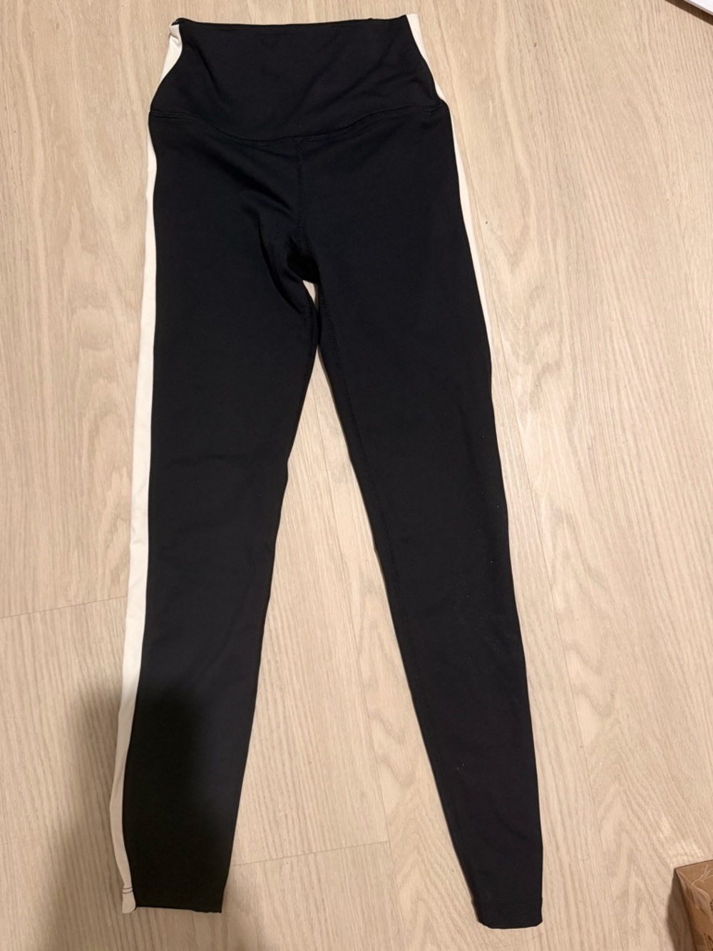 Splits59 Black Leggings with White Side Stripe
